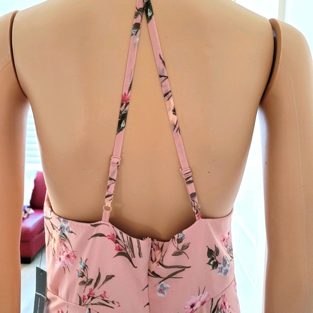 🆕️ Lulu's Pink  Floral Maxi Dress Size Large - Picture 11 of 12